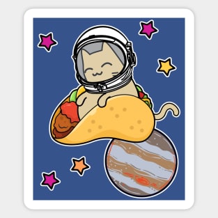 cartoon cat astronaut in space riding taco Sticker